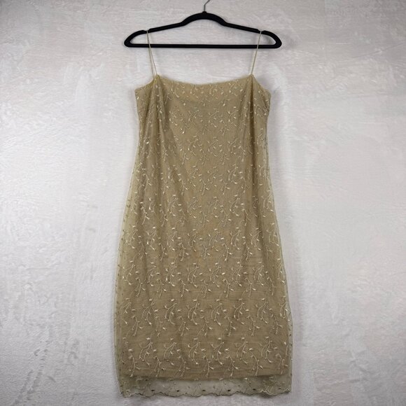 Vintage Guess Collection Sheer Beaded Slip Dress Y2K Size 2 - Picture 1 of 10